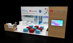30x40 booth with conference space and meeting rooms